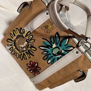 Coach Tan and White Tote Bag